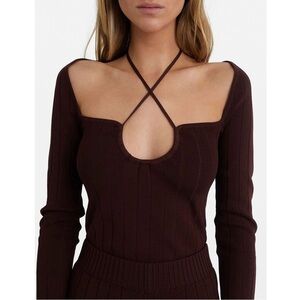 Chosen By Tuchuzy Rhodes Top Women’s Size Small Brown Ribbed Long Sleeve